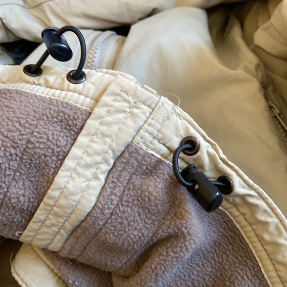 LL Bean warm-up jacket Women’s Petite XLarge in tan with chocolate lining - Picture 8 of 8